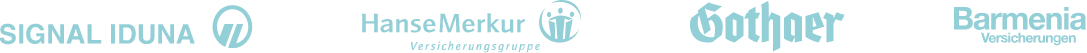 Logos Versicherungspartner: Signal Iduna, Hanse Merkur Versicherungsgruppe, Gothaer, Barmenia Versicherungen